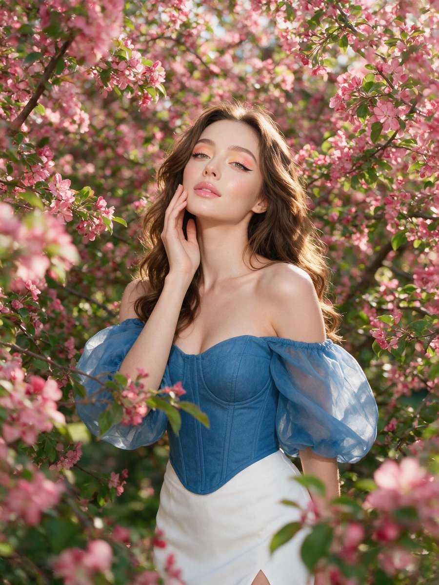 Woman among Pink Flowers 1