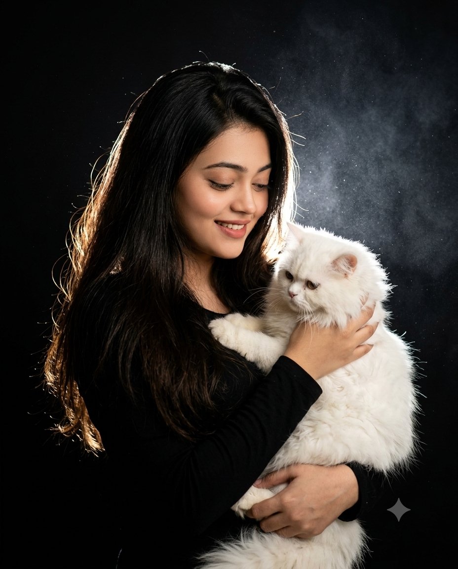 Cinematic Woman and Cat Portrait 1