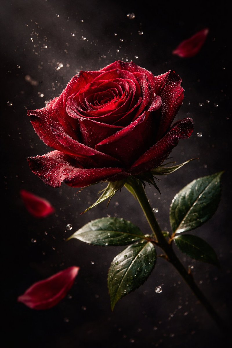 Luxury Macro Commercial Render of a Velvet Red Rose 1