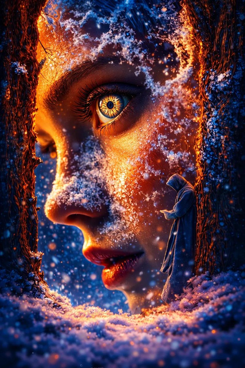 Surreal Fantasy Portrait Prompt (Fire and Ice) 1