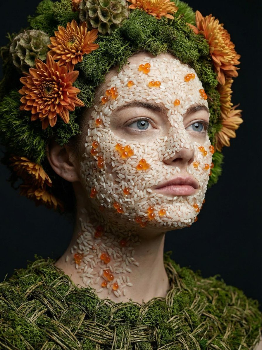 Avant-garde portrait with organic grain mosaic texture 2