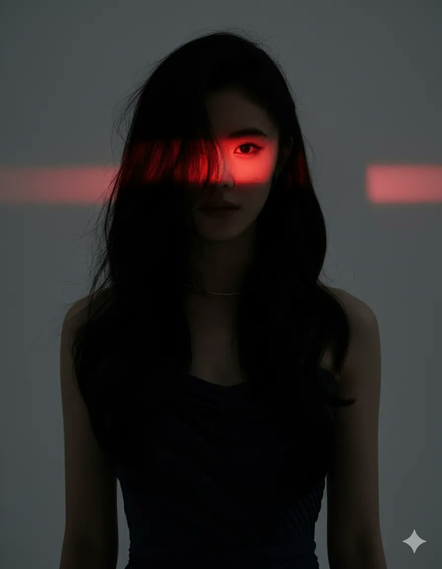 Dramatic Studio Portrait with Red Light Accent 2