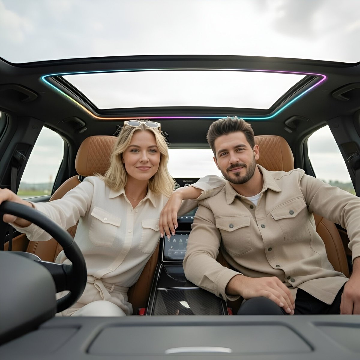 Ana de Armas Selfie in a Sports Car 2