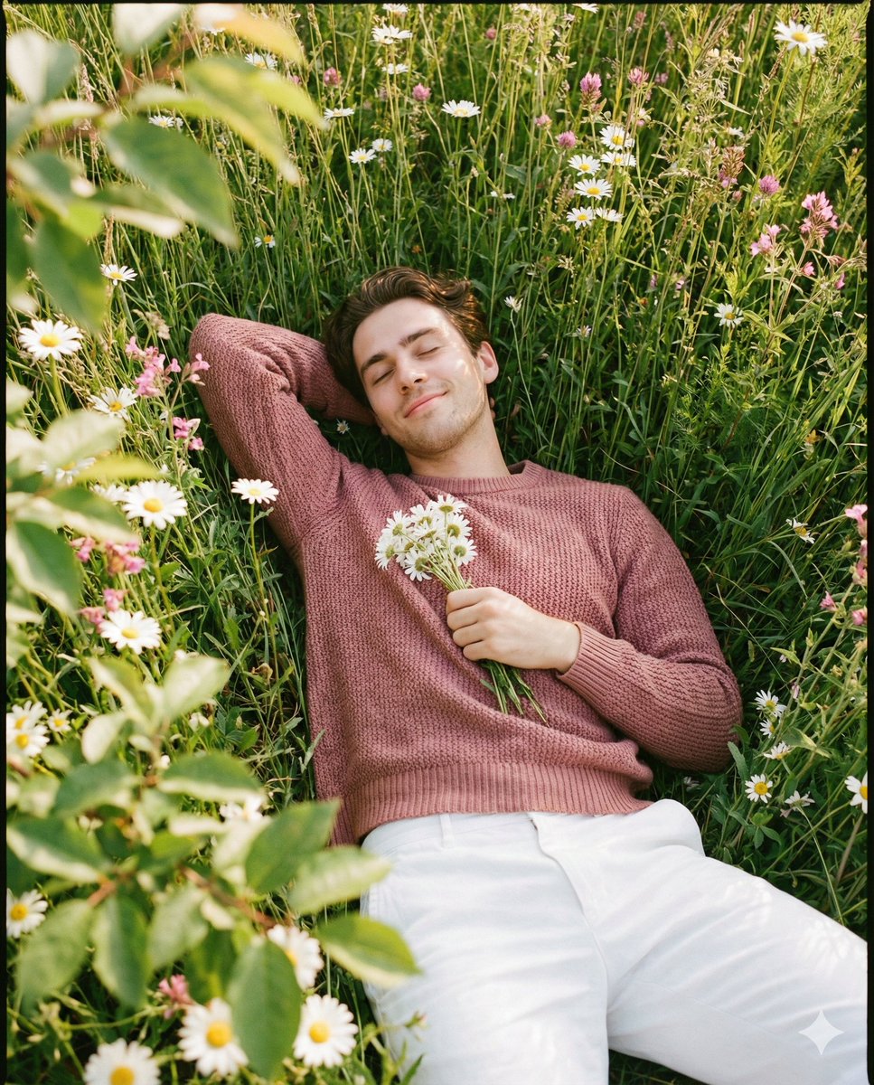 Romantic Top-Down Portrait in a Wildflower Meadow 1