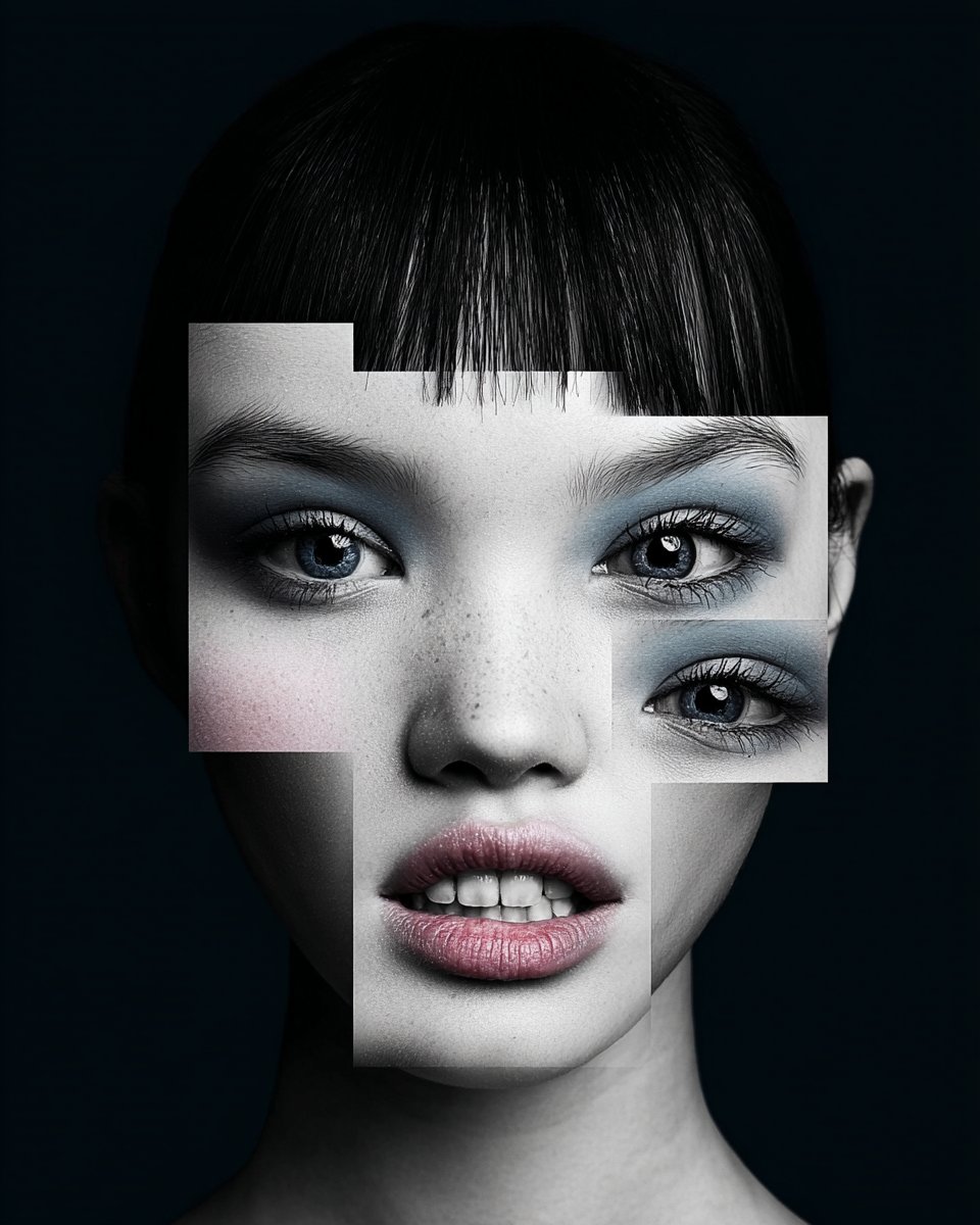Black and White Fragmented Photo Collage 1