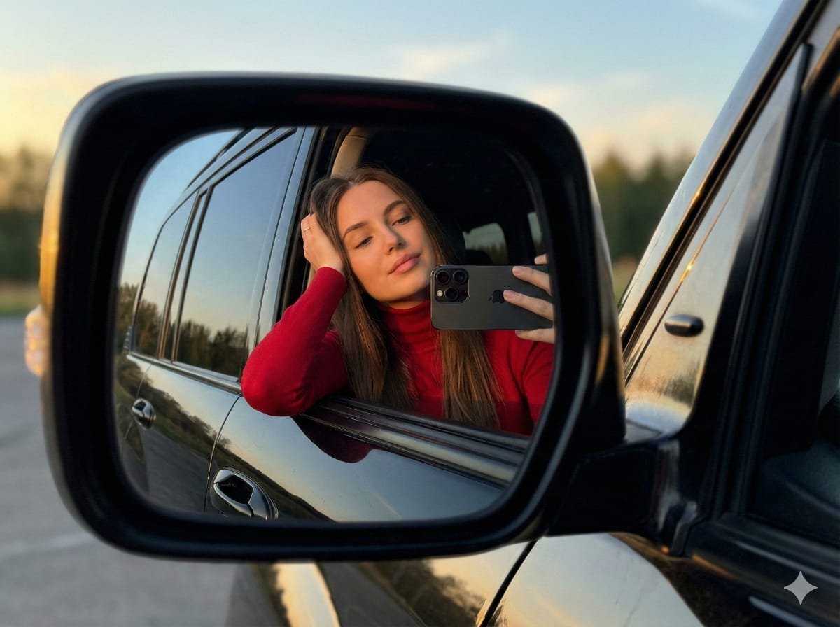 JSON selfie-in-car mirror prompt for Nano Banana Pro 1