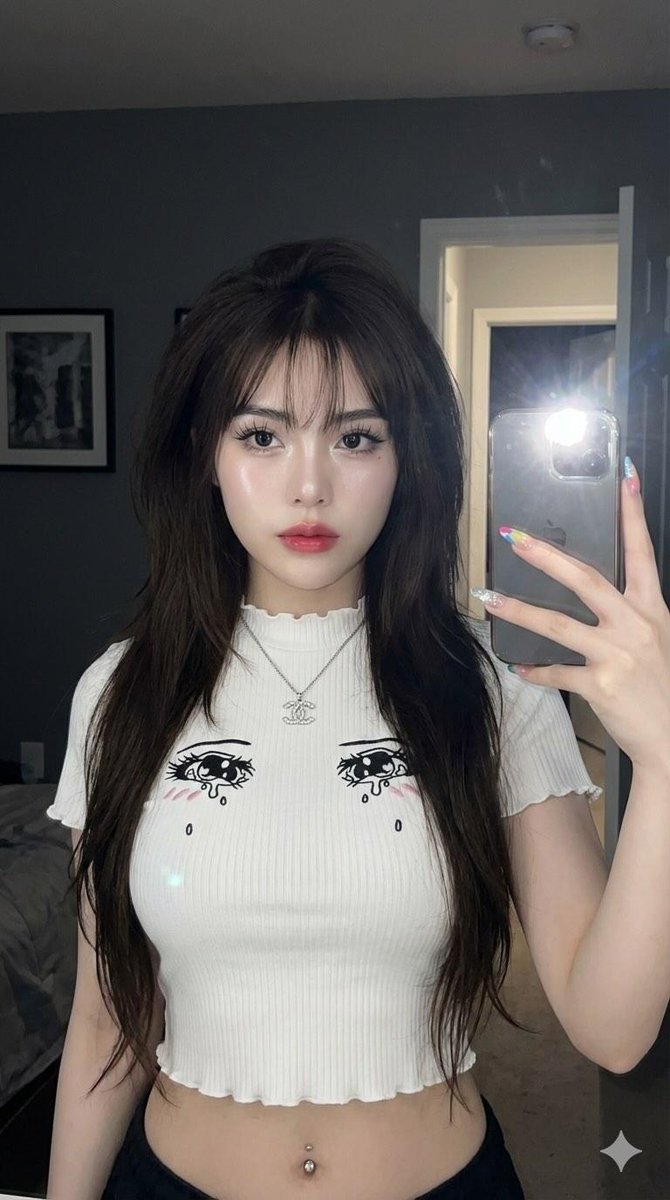 Realistic Asian Woman Selfie with Phone Flash (3 Variations) 2