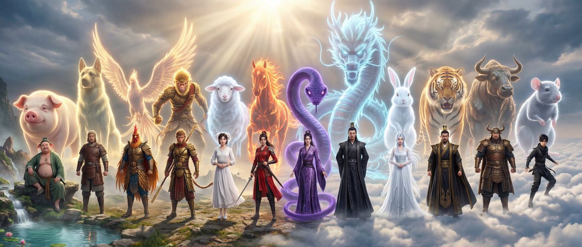 Epic Chinese Fantasy Zodiac Deities Prompt (12 Characters) 1