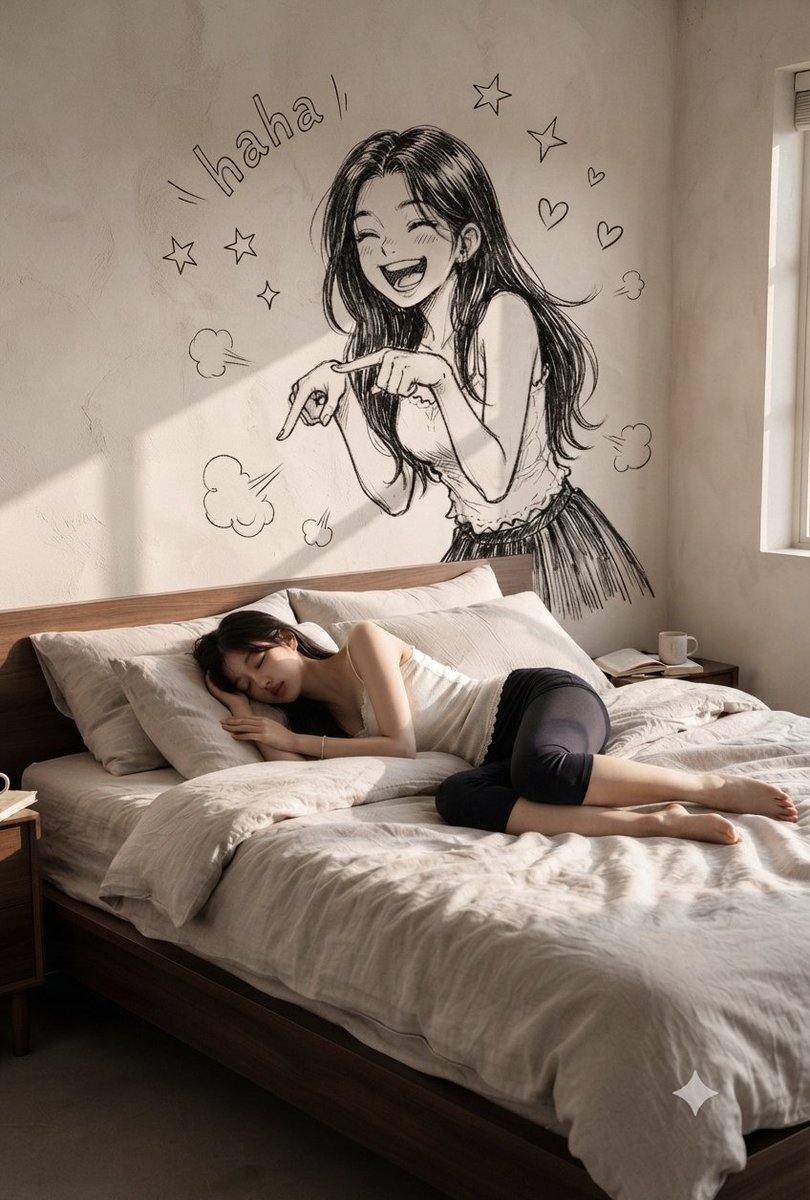 Serene Bedroom with Anime Wall Art 1