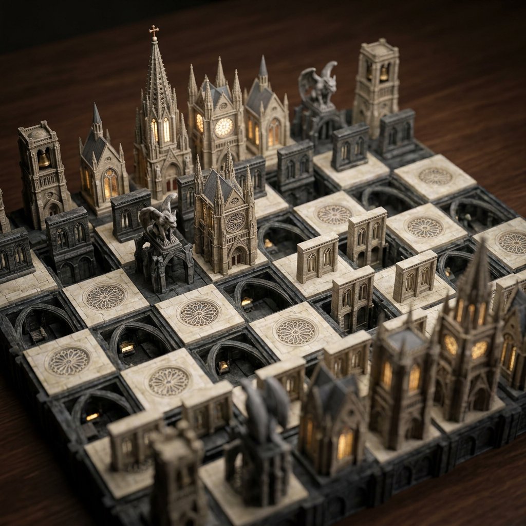 Custom Architectural Chessboard Diorama Prompt Template 2