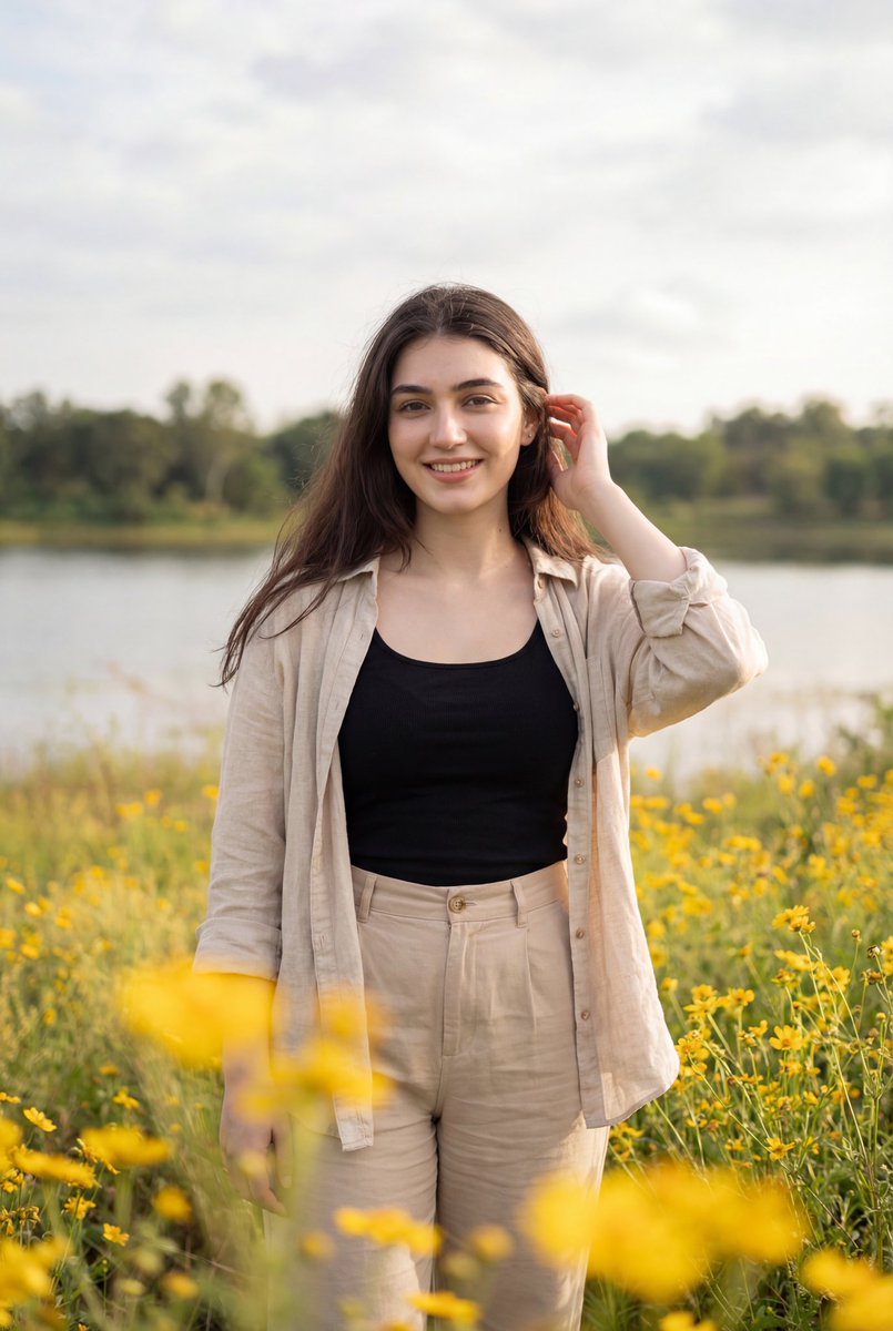Photorealistic Portrait of Woman in Wildflowers 1