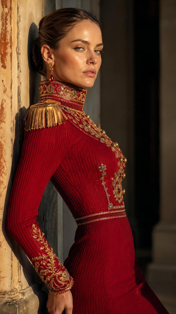 Regal Military-Inspired Fashion Model 2