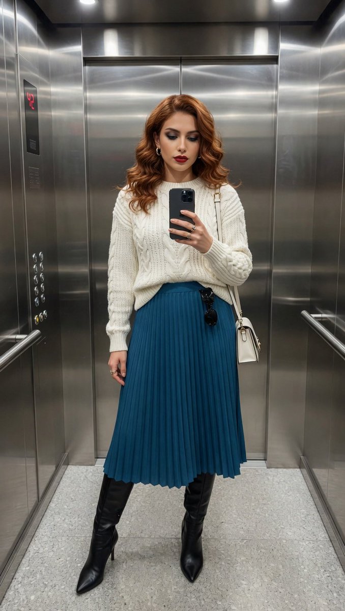Photorealistic Elevator Mirror Selfie 1