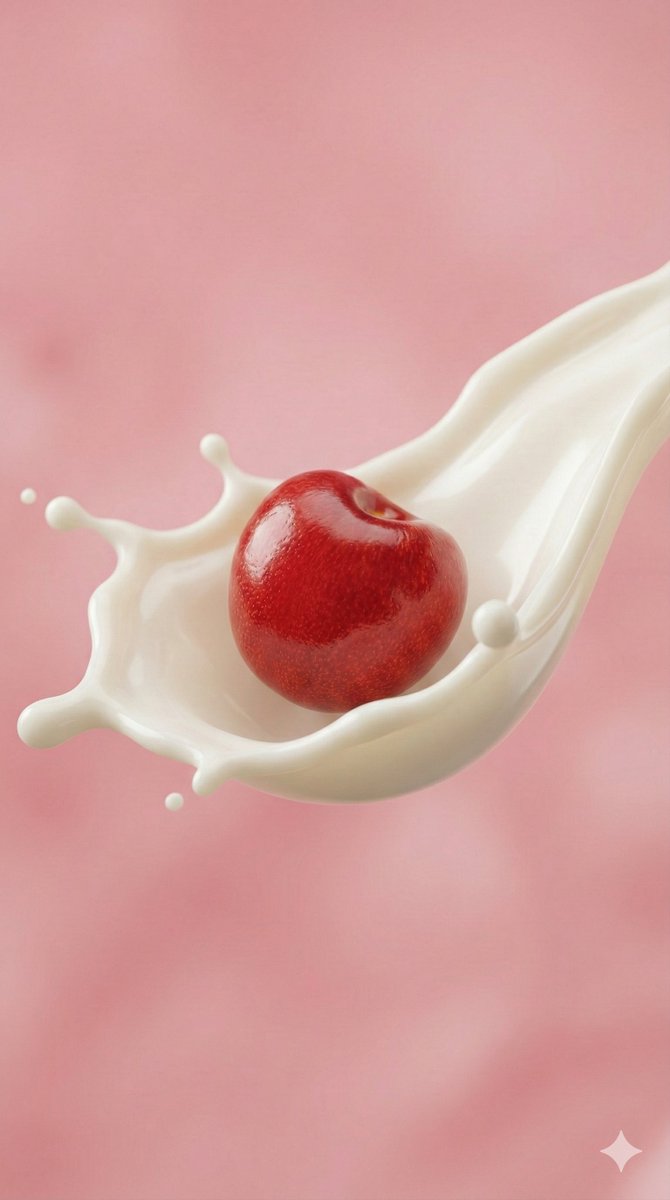 Ultra-Macro Cherry in Milk Splash 1