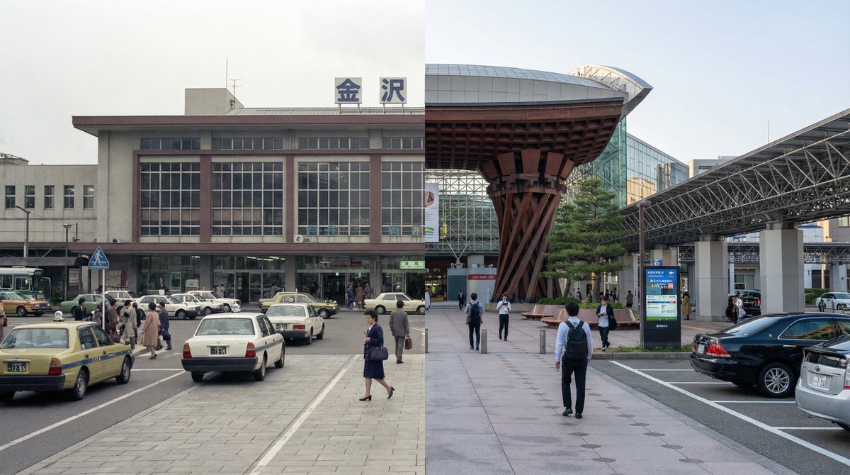 Split-screen time-lapse of same location by coordinates 2