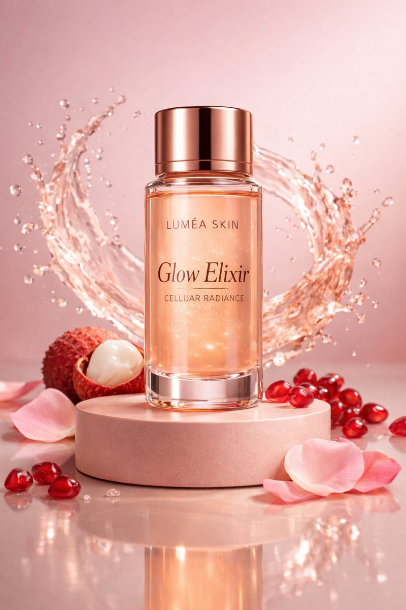 Luxury Skincare Commercial Photography: Glow Elixir 1