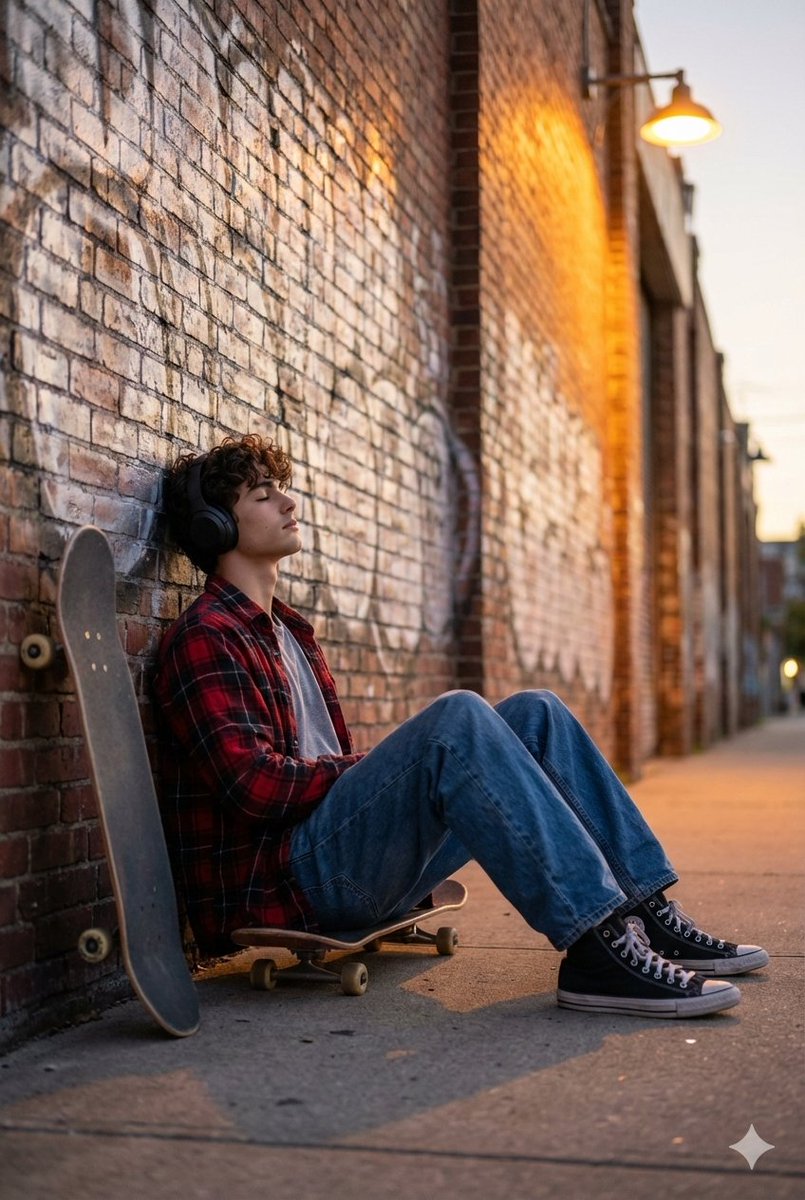 Cinematic Skateboarder Portrait Prompt at Golden Hour 1