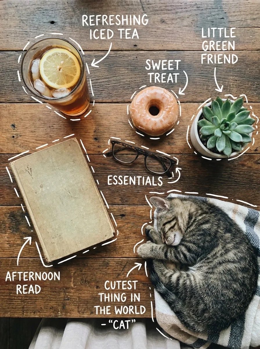 Cozy Tabletop Flat Lay with Doodles 1