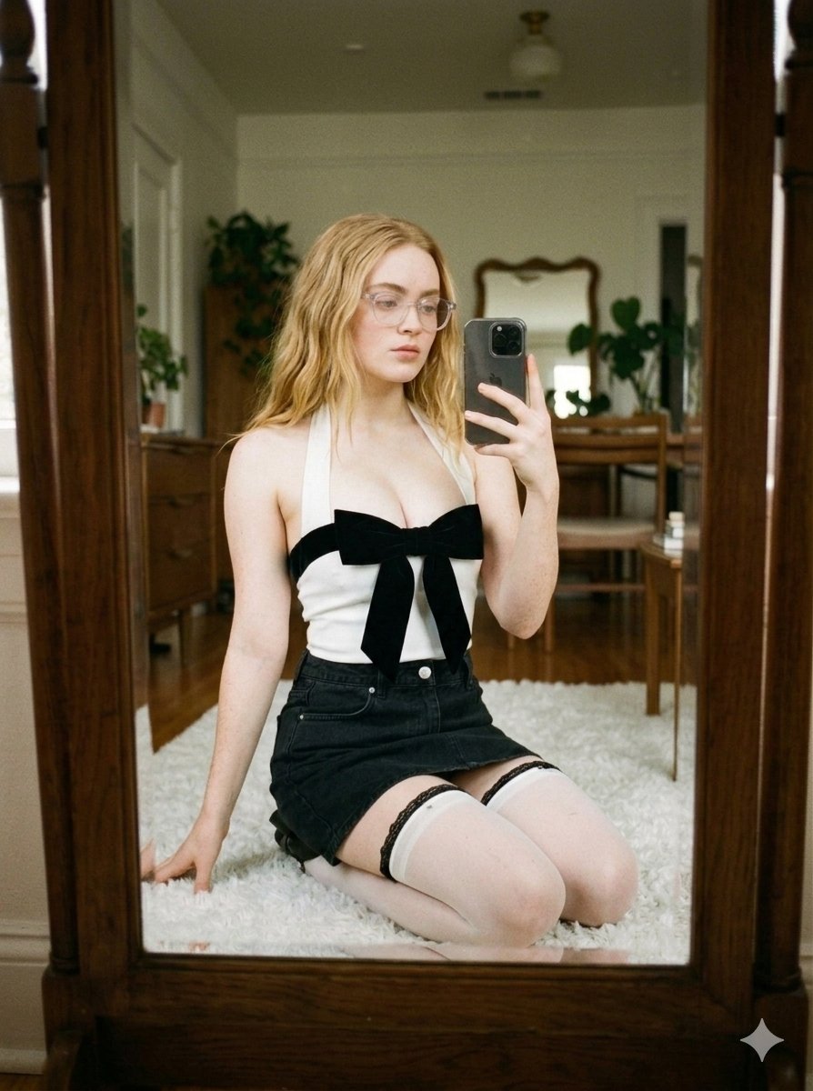 Elegant Monochromatic Mirror Selfie 2