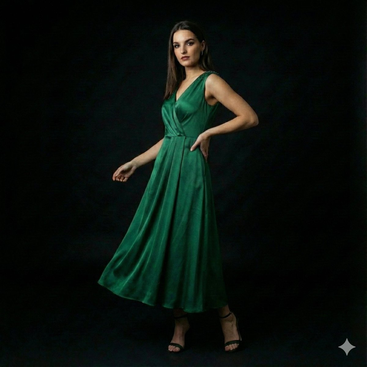 High-End Fashion Editorial Portrait on Black Background 3