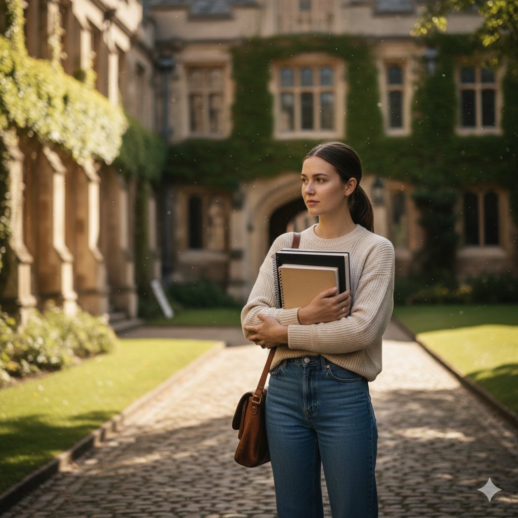 AI image prompt for a girl joining university 1
