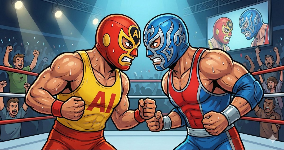 Masked Wrestler Staredown 2