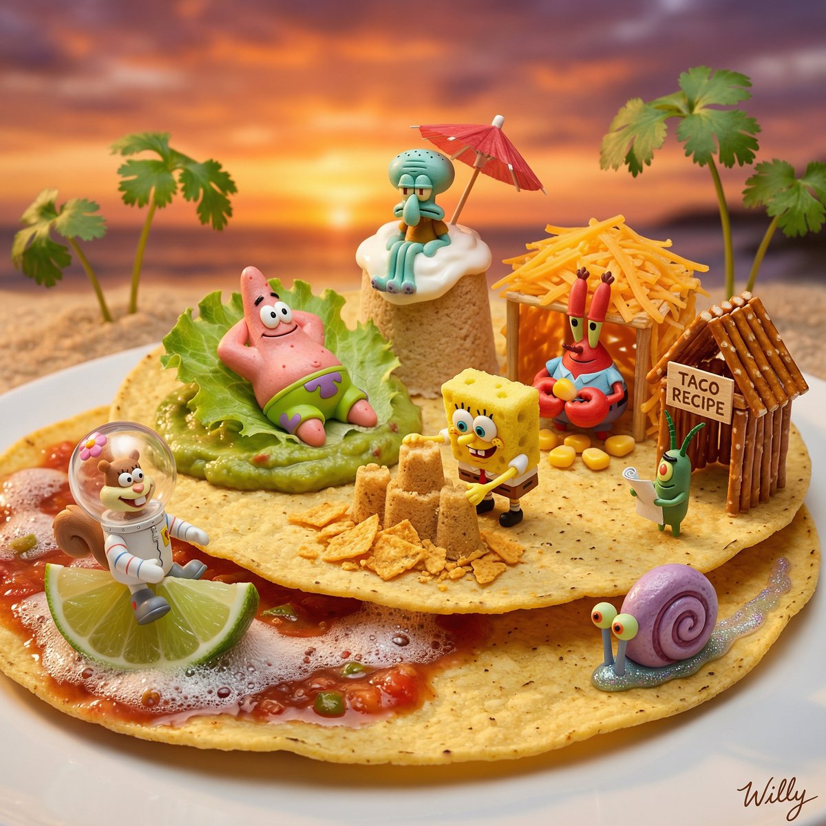 SpongeBob Taco Beach Resort Diorama Prompt 1