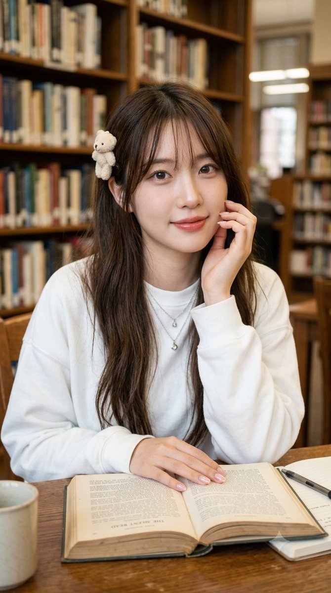 Korean Woman Library Portrait 1