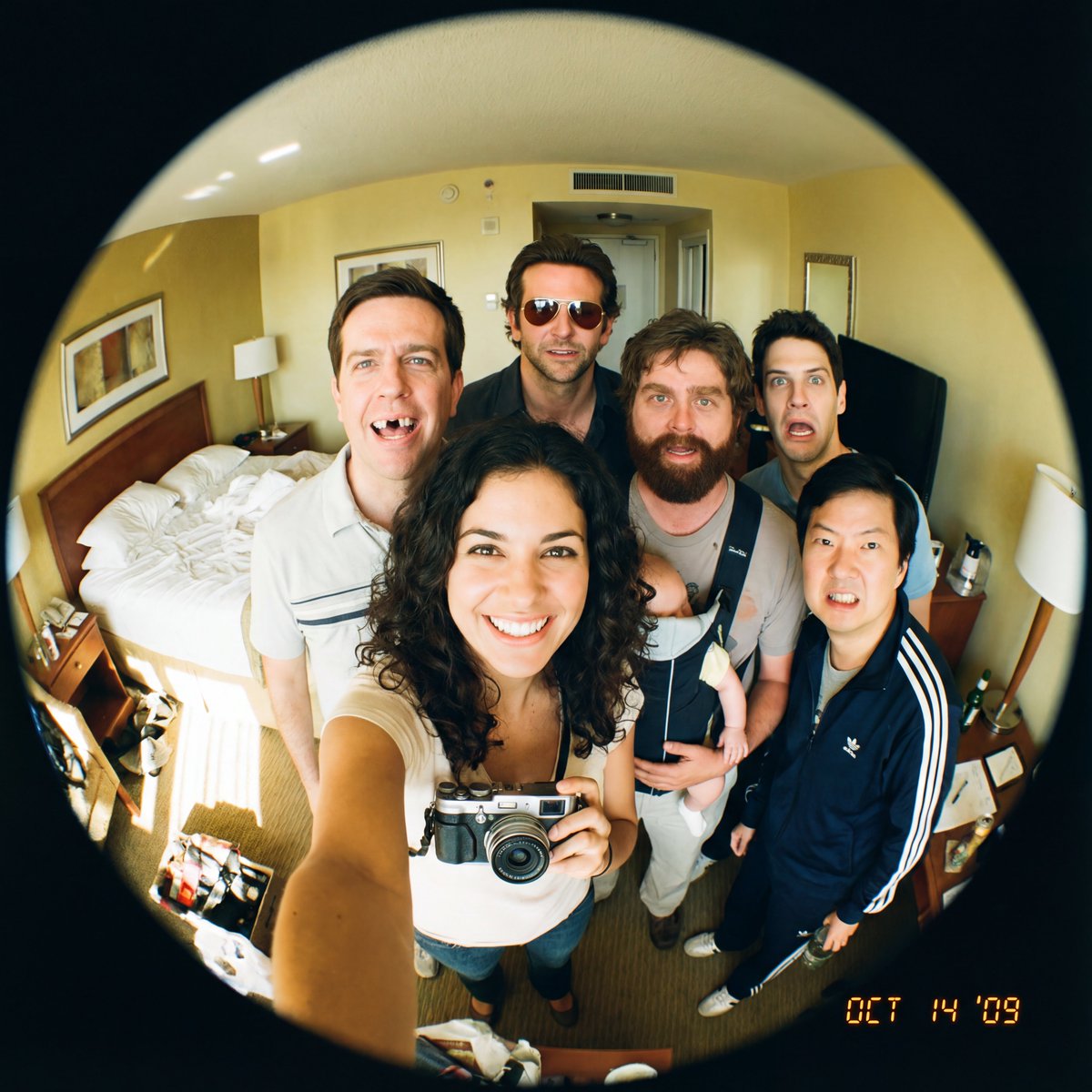 Fisheye selfie with movie characters using Nano Banana Pro 3