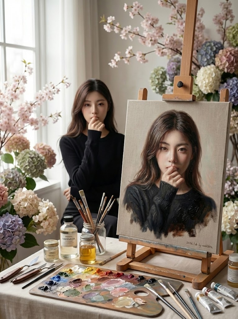 Masterful Realistic Oil Painting of a Live Model 3