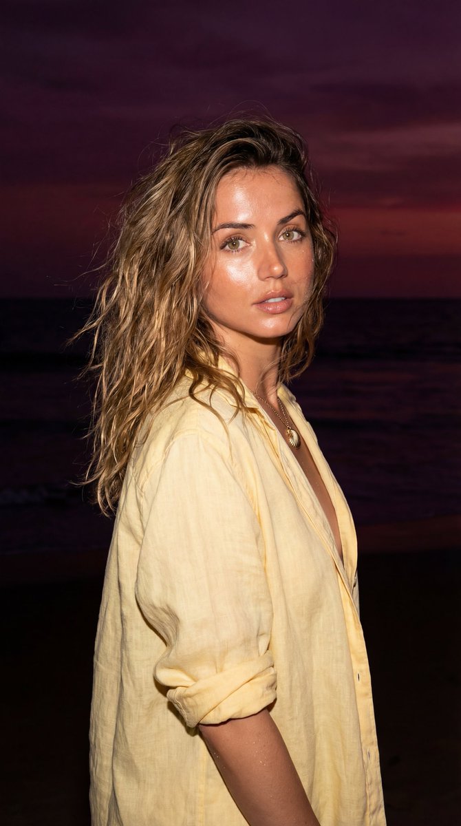 Late-Night Coastal Portrait with Flash and Sunset Glow 1
