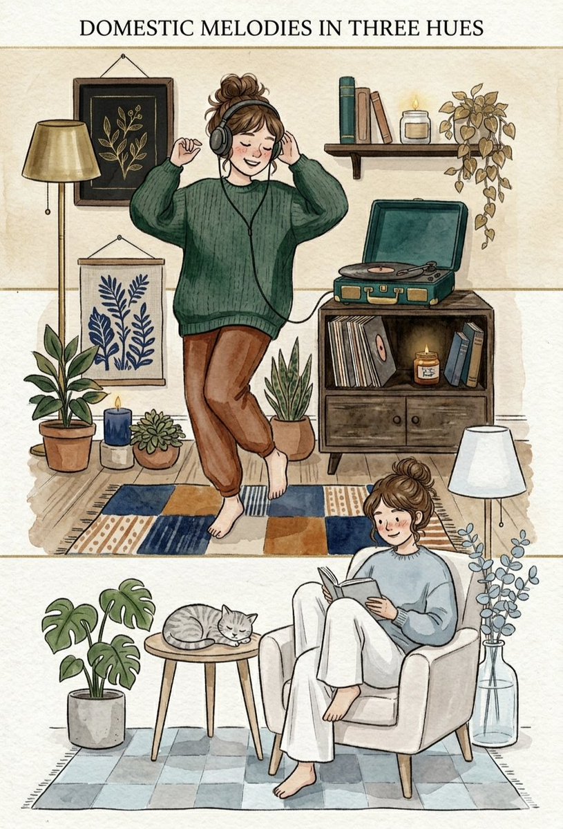 Domestic Melodies Watercolor Illustration 2