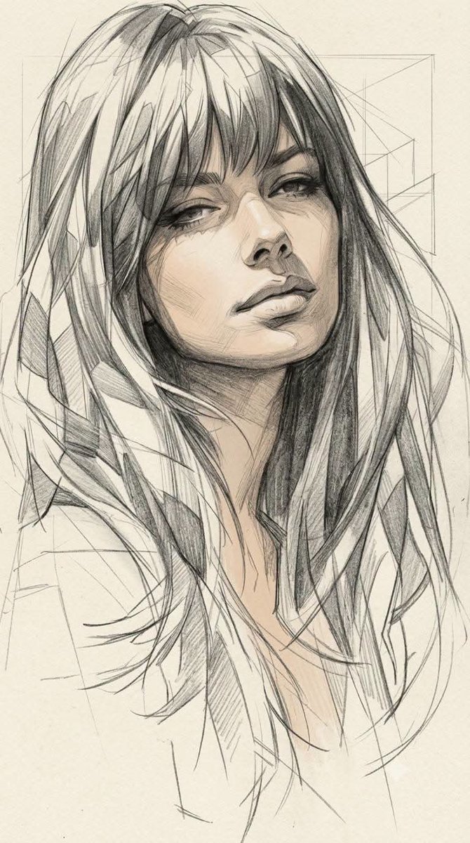 High-Contrast Monochrome Portrait Sketch 1