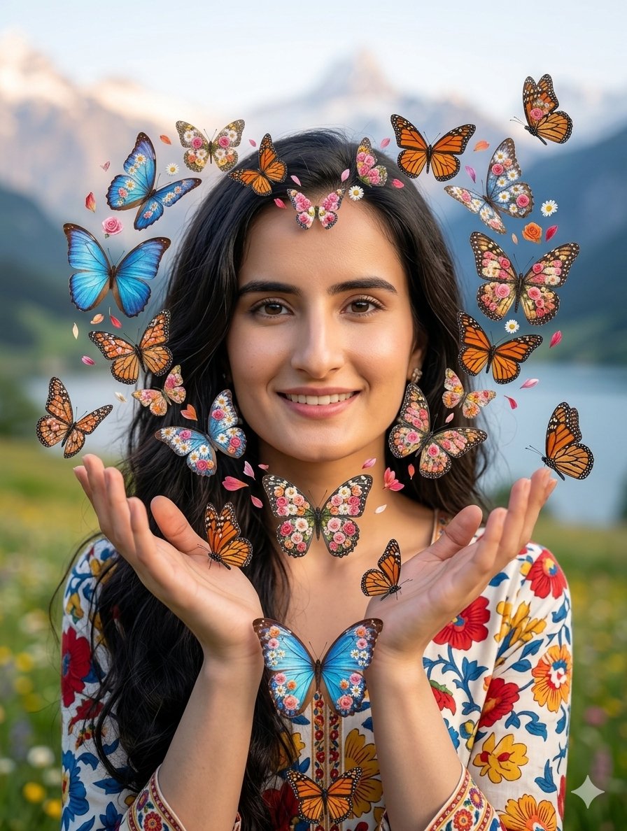 Surreal Woman with Butterflies and Globe 2