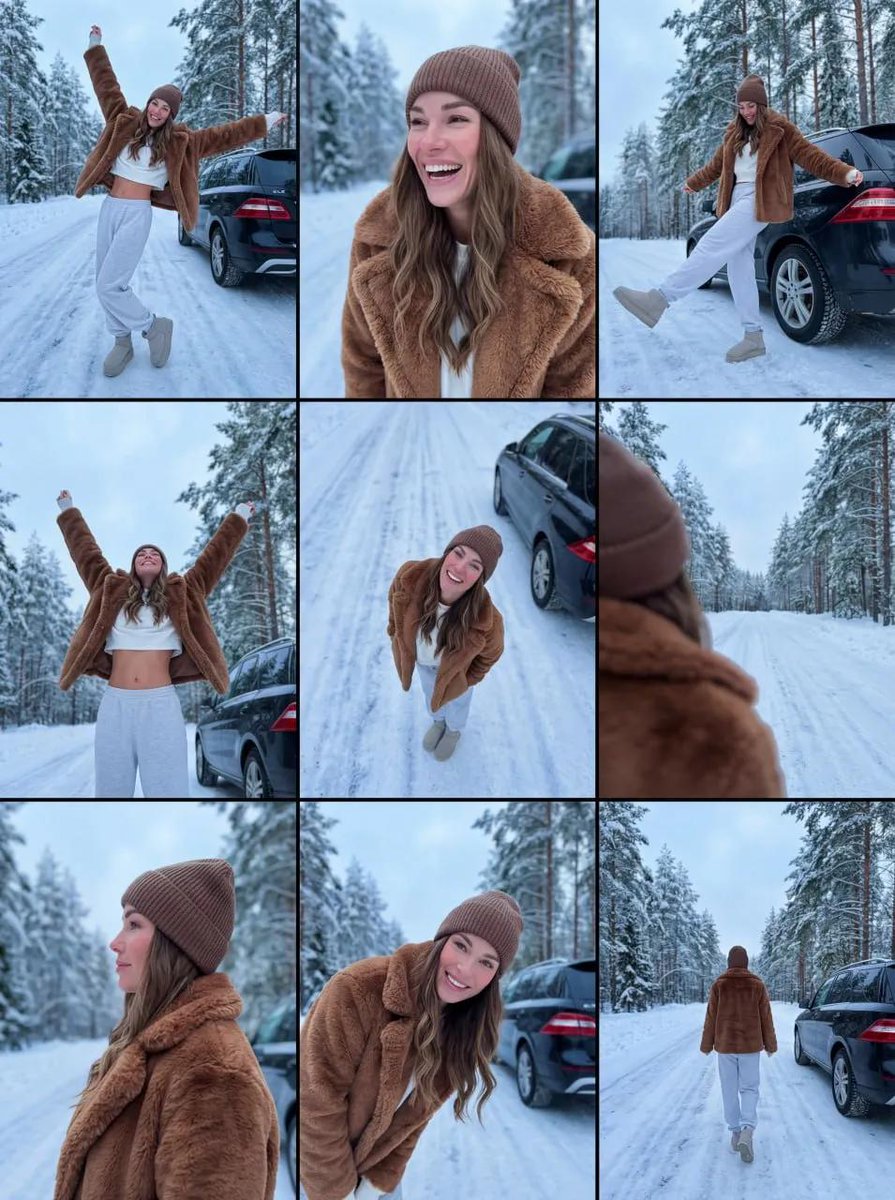 Lifestyle Collage of Woman in Winter Forest 1