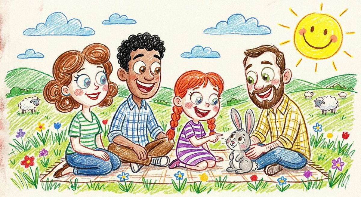 Crayon and Pencil Family Illustration 4