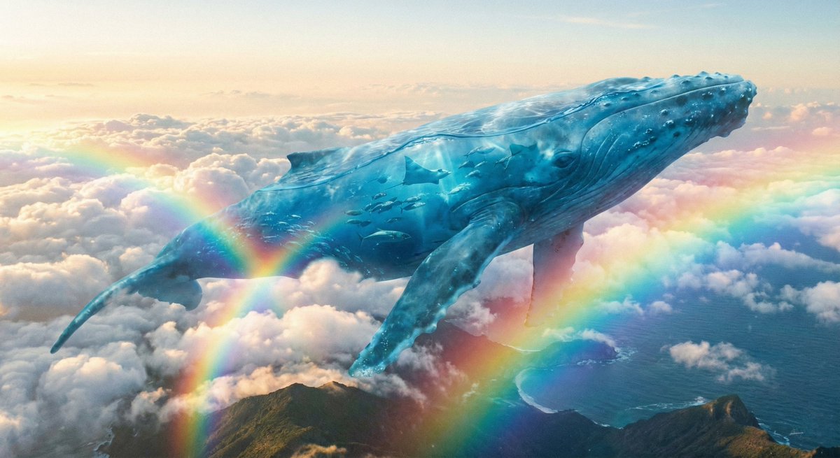 Translucent seawater whale in the clouds 1