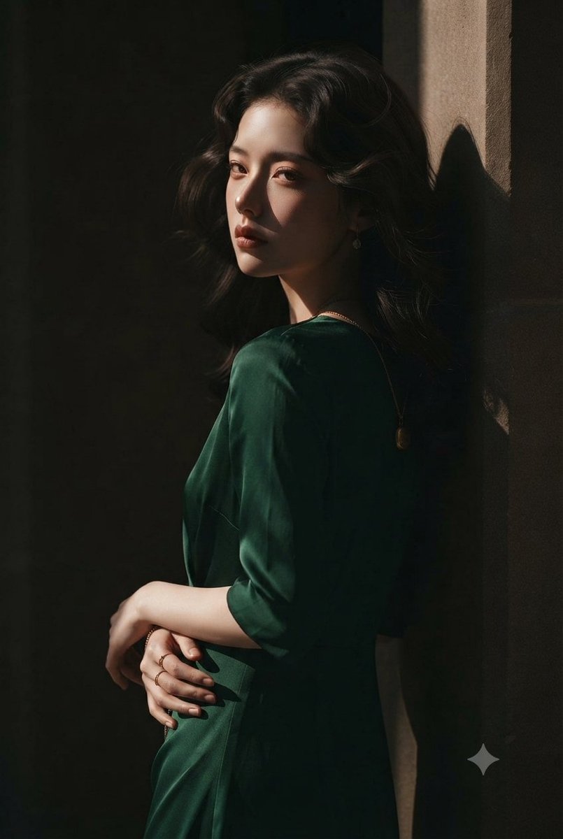 Emerald Silk Fashion Portrait 2