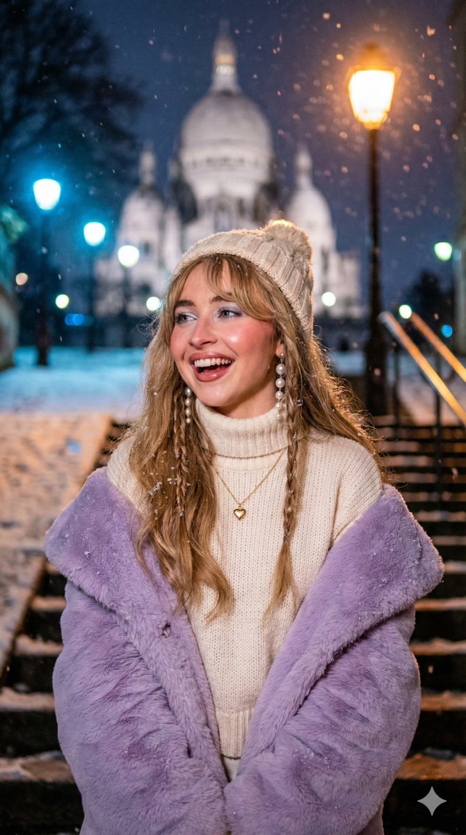 Sabrina Carpenter Inspired Snowy Paris Portrait (Full Body) 1