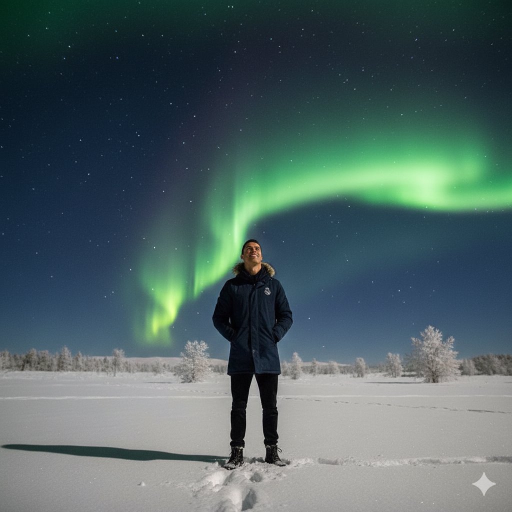 Cristiano Ronaldo Northern Lights Portrait Prompt 1
