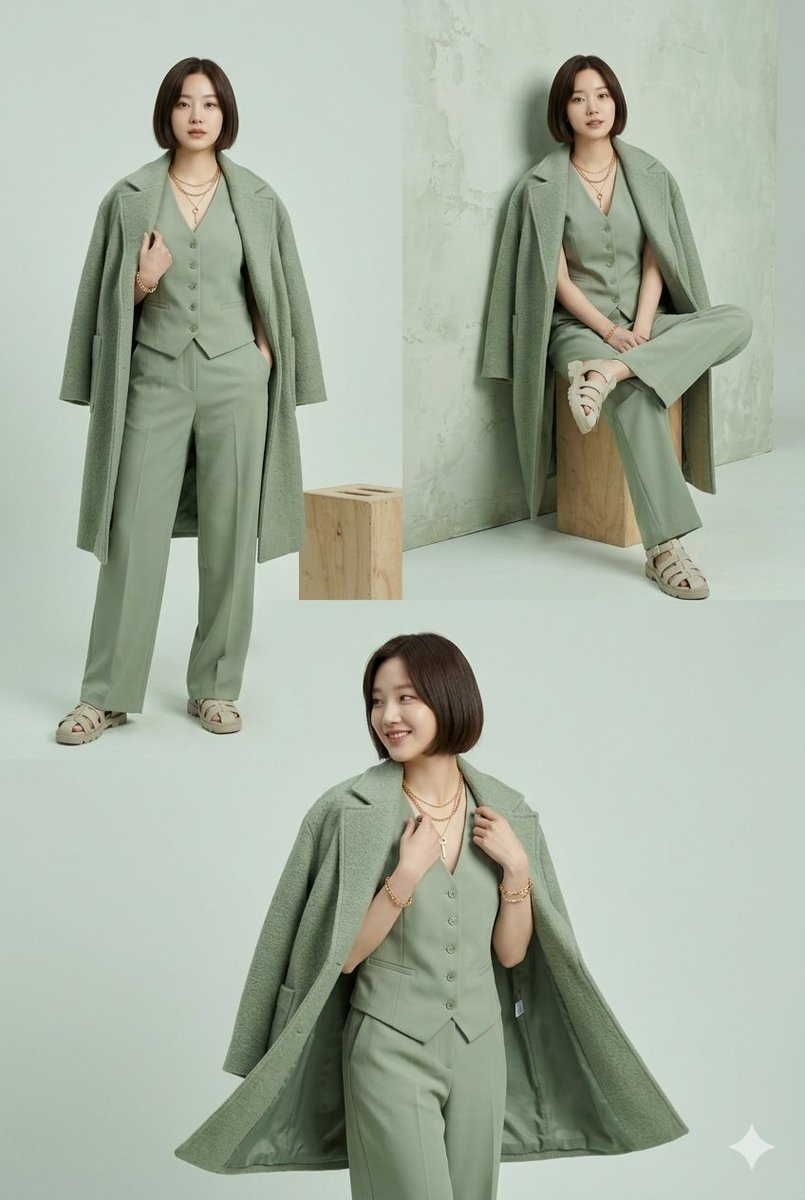 Monochrome Sage Green Fashion Lookbook 2