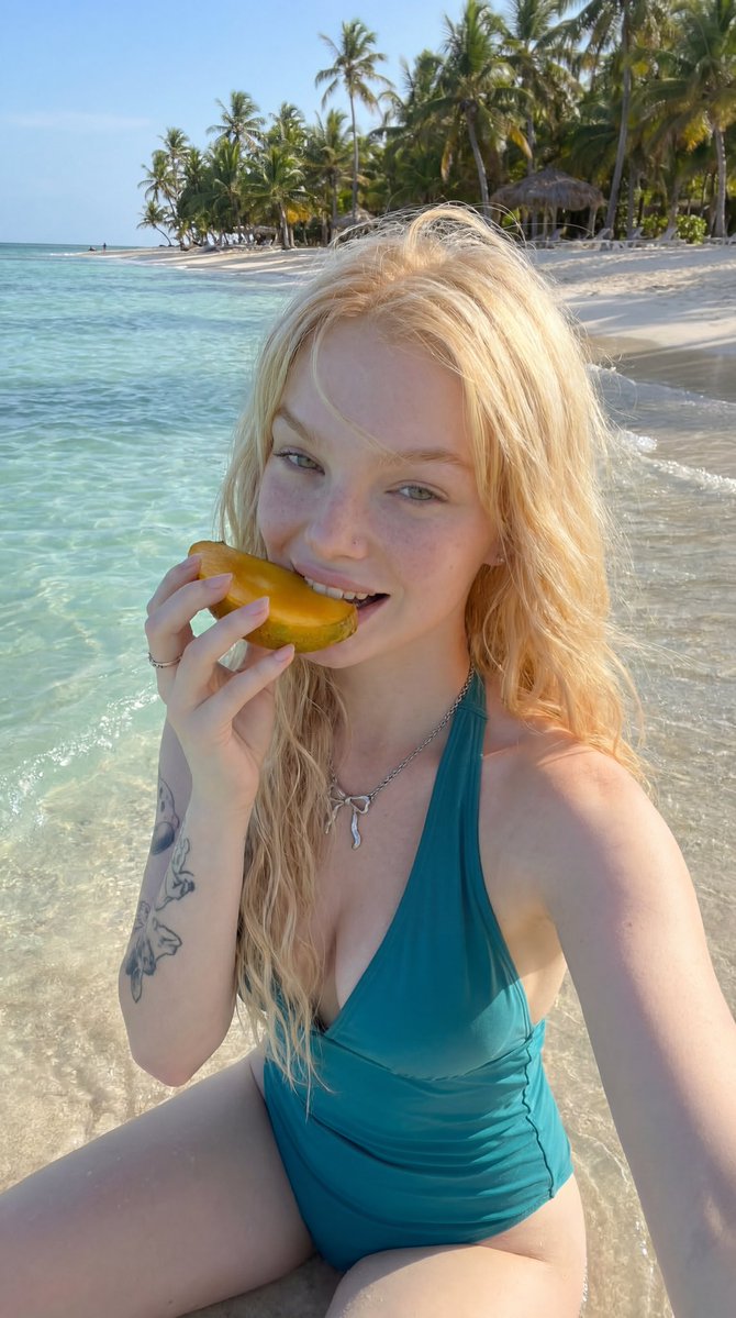 Tropical Beach Mango Selfie 2