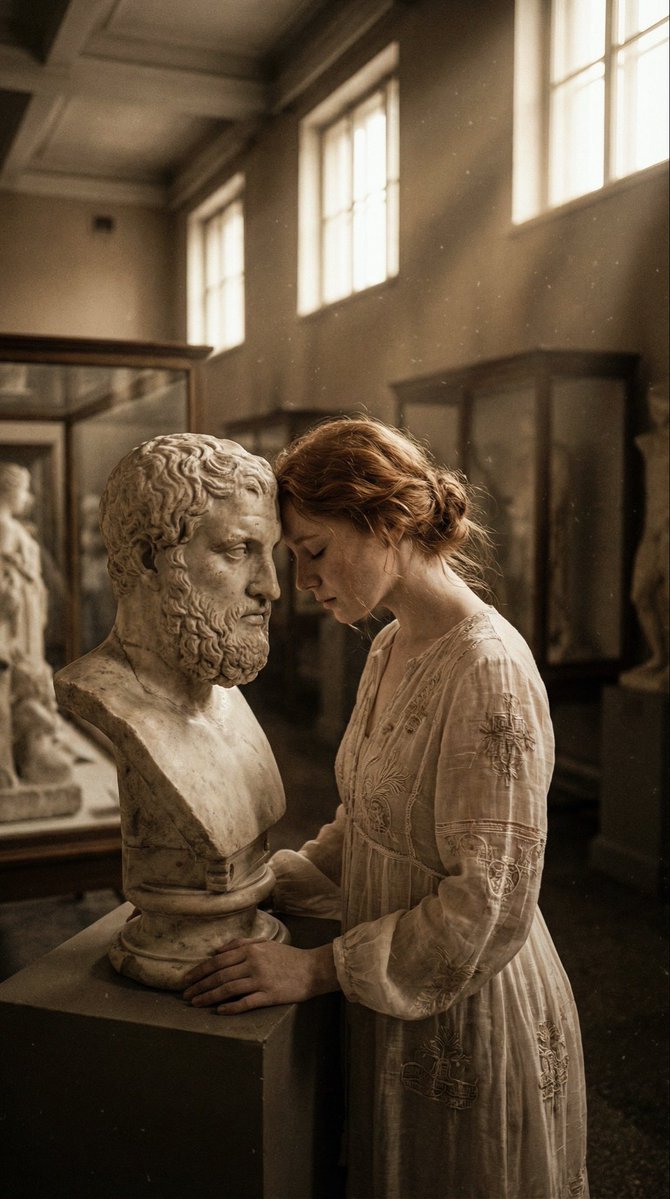 Melancholic Marble Bust Portrait 2