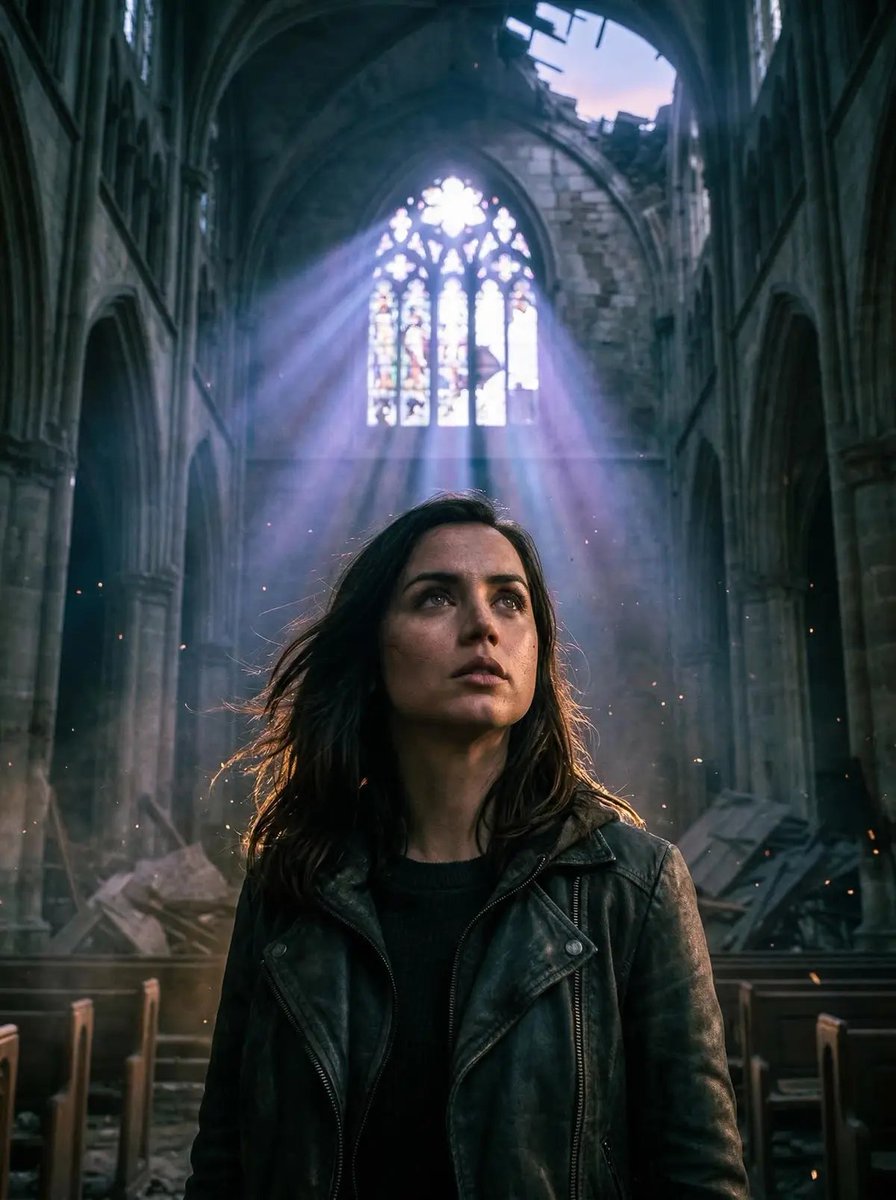 Cinematic Portrait in Ruined Gothic Cathedral 1