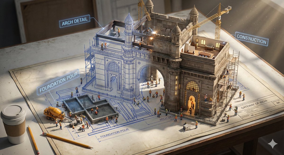 Epic 3D Architectural Blueprint Construction Scene 3
