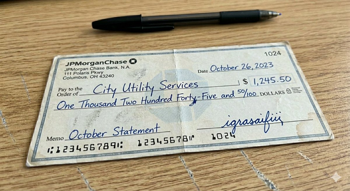 Photorealistic Bank Check Macro 1