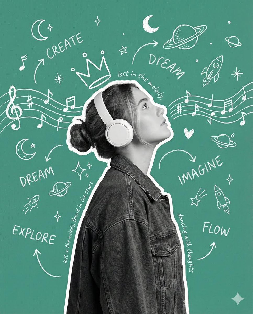 Creative Poster with Cutout Portrait and Chalkboard Doodles 1