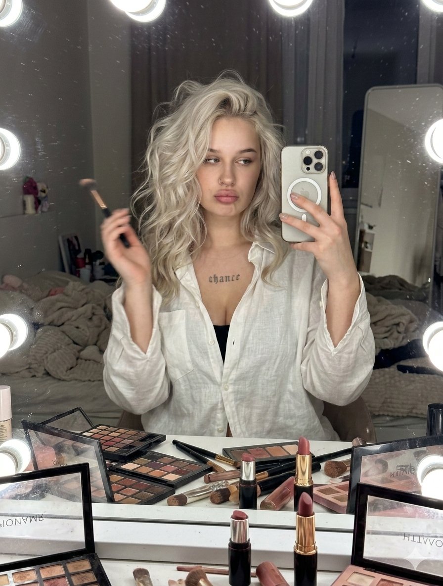 Raw iPhone Candid Vanity Mirror Selfie 2