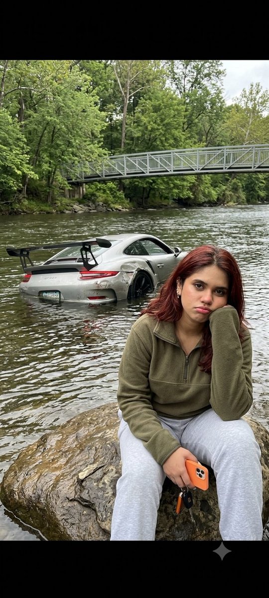 Woman By Submerged Porsche 1