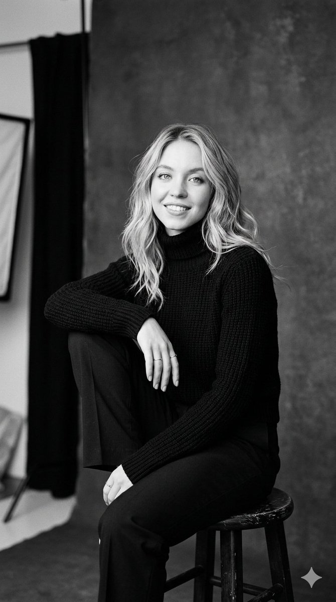 Sydney Sweeney B&W Studio Portrait 1